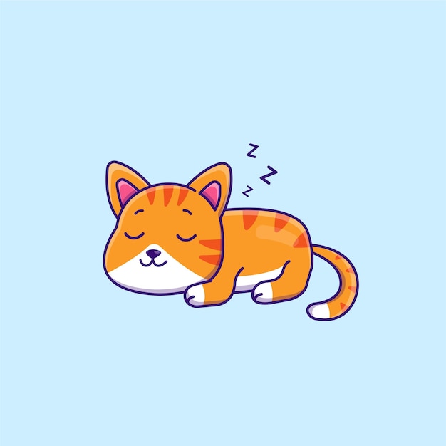 Cute cartoon sleeping ginger cat in vector illustration Isolated animal vector Flat cartoon style