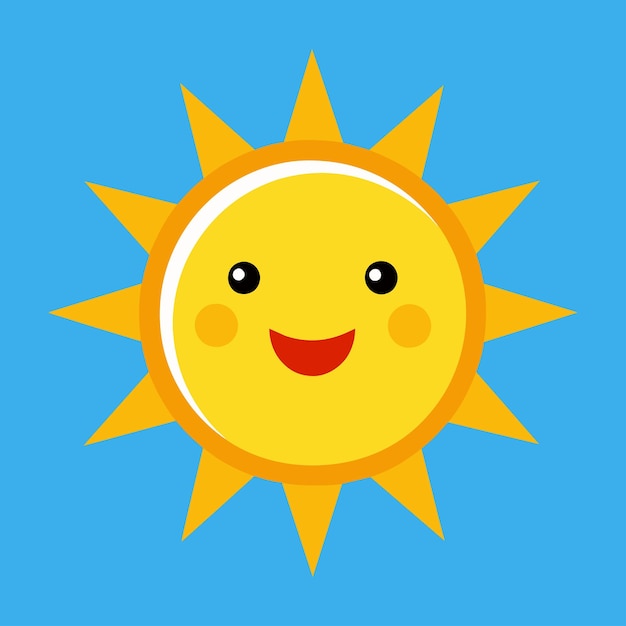 Cute cartoon smiling sun funny sun vector on an isolated backgroun