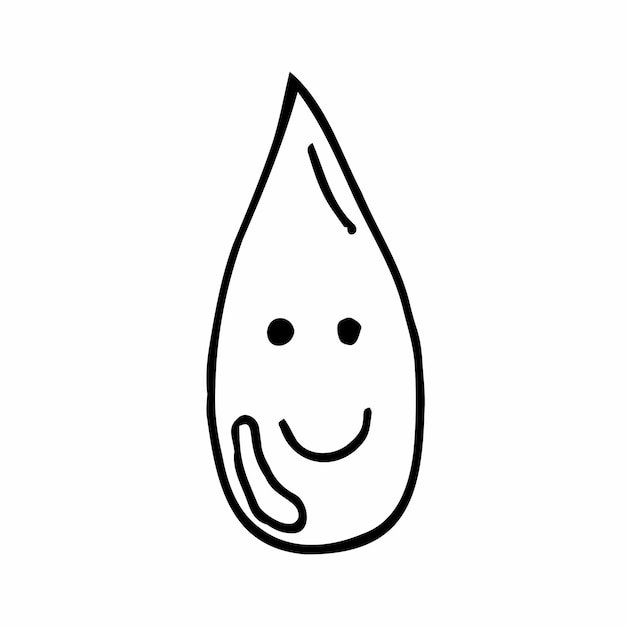 Cute cartoon smiling water drop character reminding of saving water.