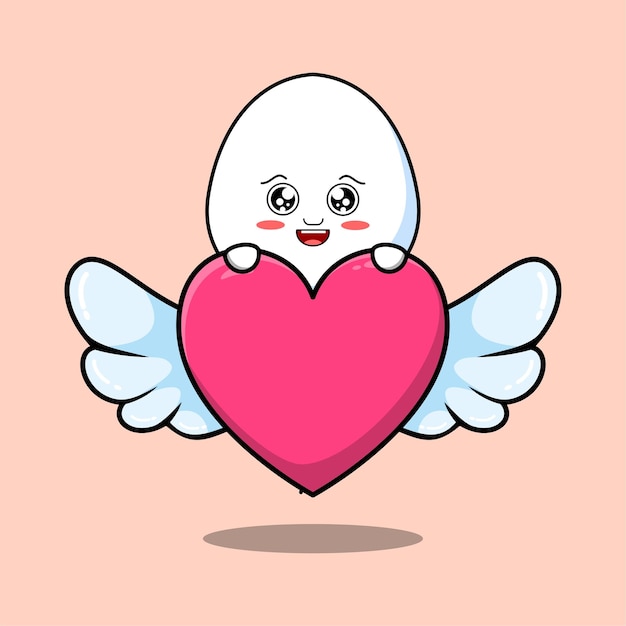 cute cartoon sperm character hiding heart in flat cartoon style illustration