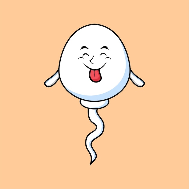 Cute cartoon sperm character with flashy expression in cute style