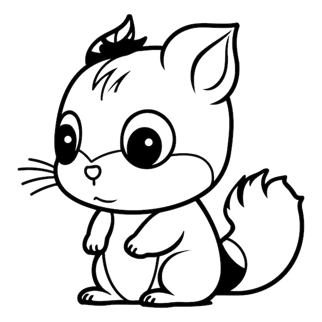 Cute cartoon squirrel Vector illustration isolated on a white background