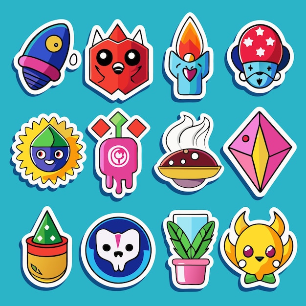 Cute Cartoon Stickers with Various Designs and Characters