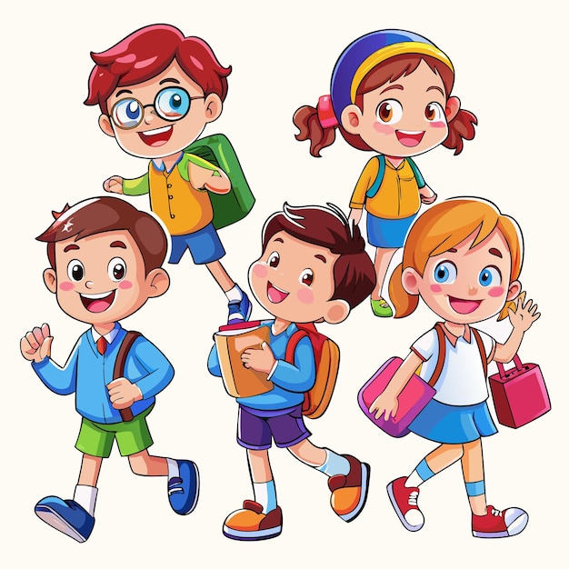 Cute cartoon student in uniform back to school character