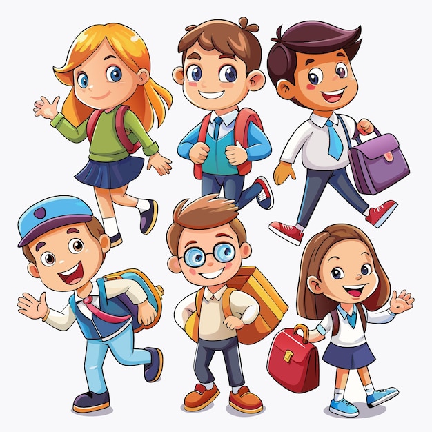 Vector cute cartoon student in uniform back to school character