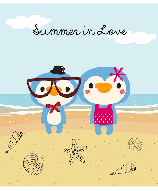 cute cartoon summer in love