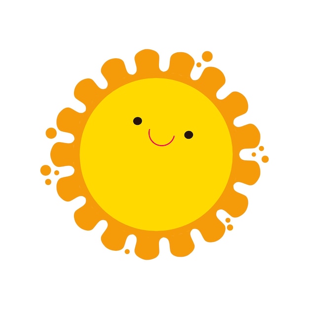 Cute cartoon sun summer icon flat design smiling sun yellow symbol Sun weather icon sun logo sign