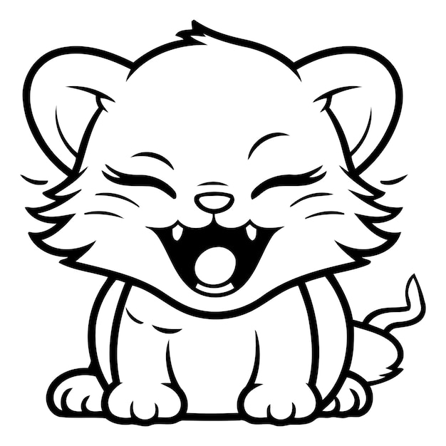 Cute cartoon tiger isolated on a white background Vector illustration