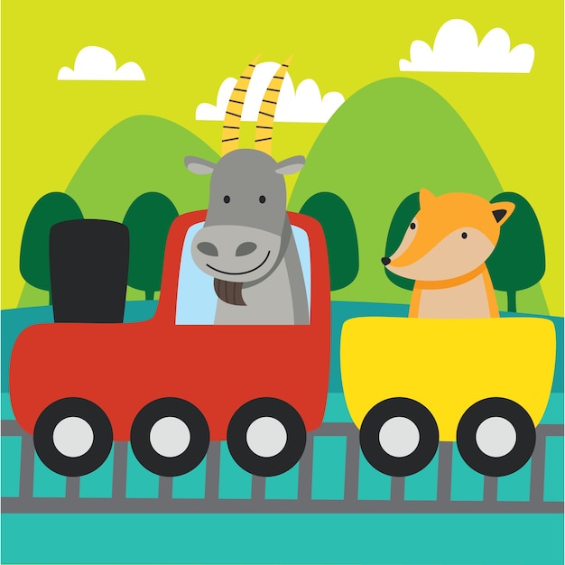 Cute cartoon in transportation theme illustration