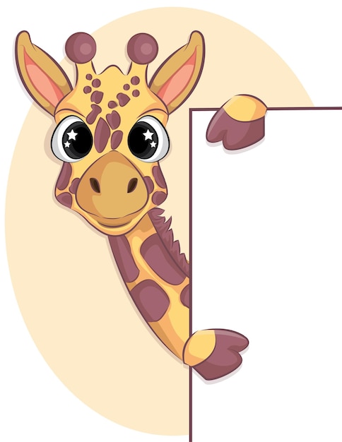 Vector cute cartoon trendy design little giraffe