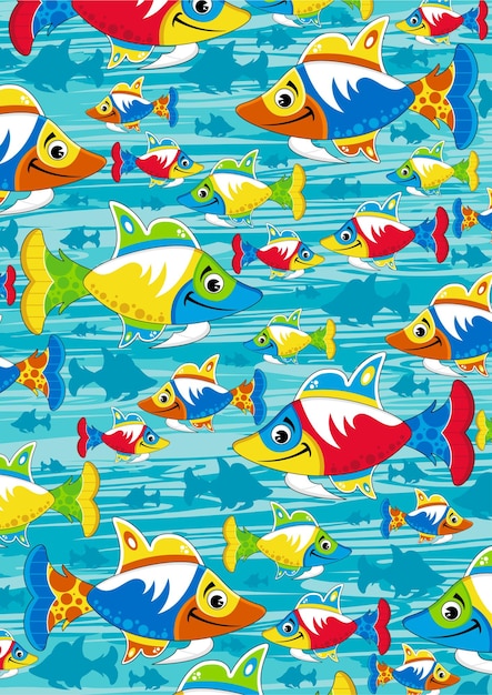 Cute Cartoon Tropical Fish Under the Sea Pattern