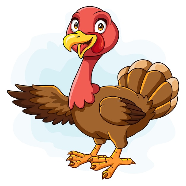 A cute Cartoon turkey presenting on white background