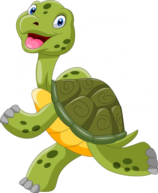 Cute cartoon turtle is running