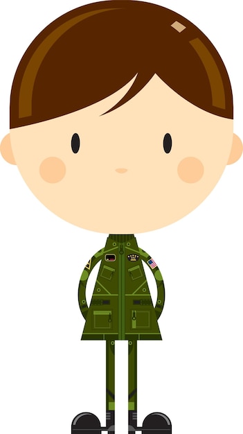 Vector cute cartoon usa military airforce fighter pilot in flight suit