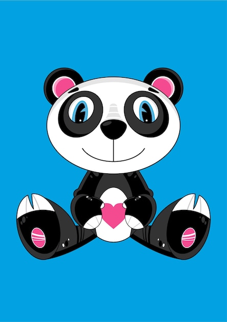 Cute Cartoon Valentine Panda Bear Character