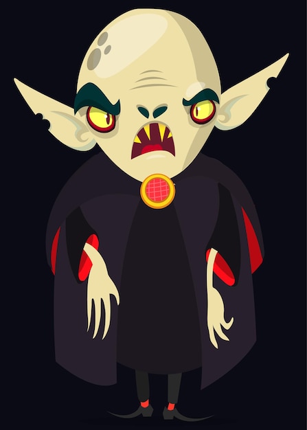 Cute cartoon vampire smiling Vector illustration