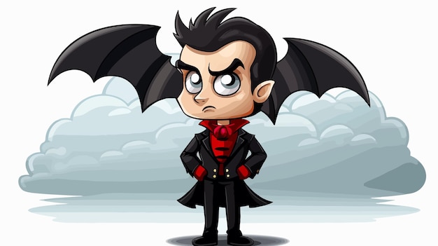 Vector cute cartoon vampire with thought bubble character illustration