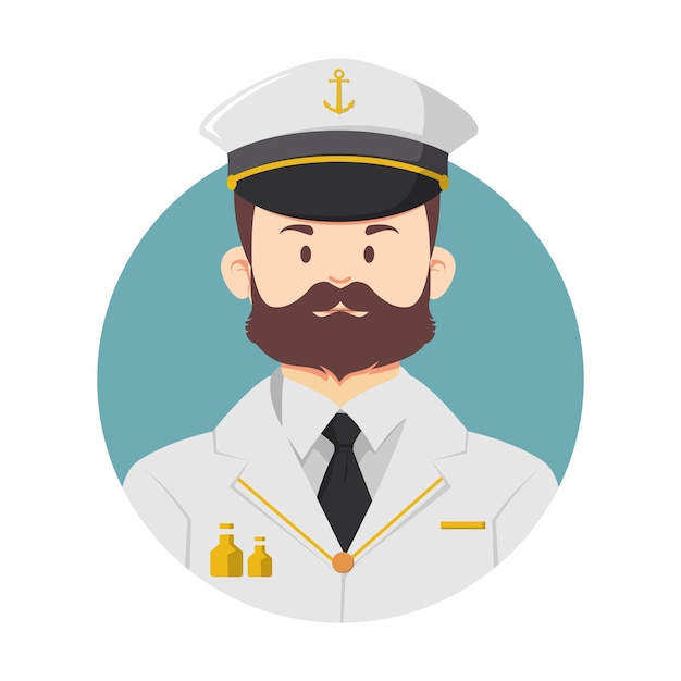 Cute cartoon vector illustration of a skipper or sailor