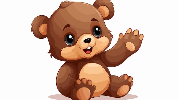 Cute Cartoon Waving Teddy Black Bear Stock Illustration