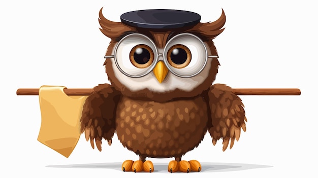 Cute Cartoon Wise Owl Character Illustration