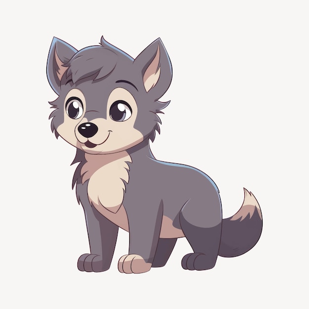 Vector cute cartoon wolf illustration