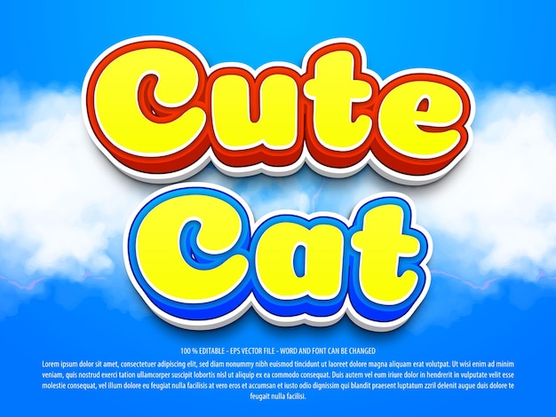 Cute cat 3d editable text effect