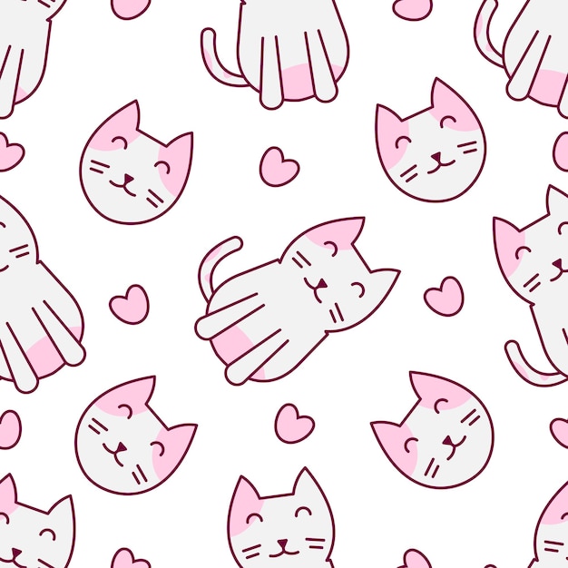 Cute cat abstract seamless pattern