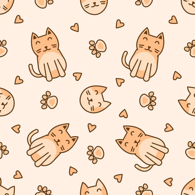 Cute cat abstract seamless pattern