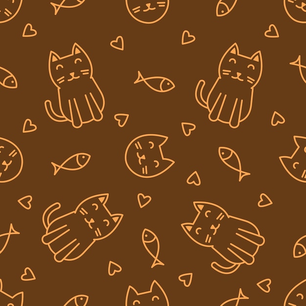 Cute cat abstract seamless pattern