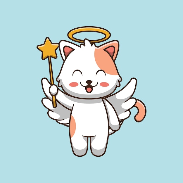 Cute cat angel cartoon illustration