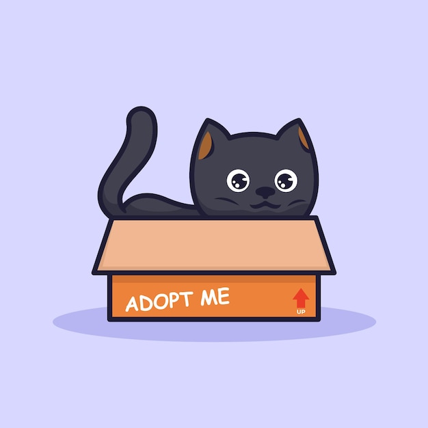 Cute cat in a box illustration