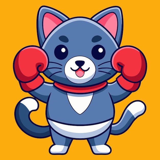 Vector cute cat boxing cartoon vector icons illustration flat cartoon concept suitable for any creative project