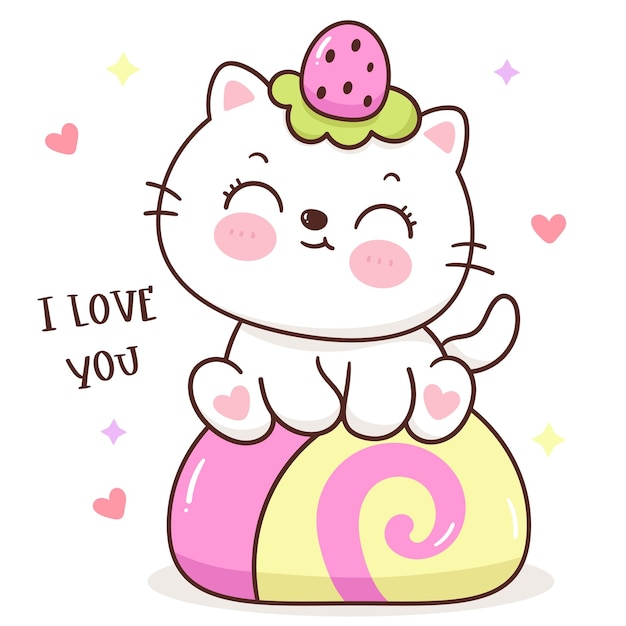 Cute cat on cake roll