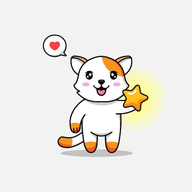 Cute cat carrying a shining star