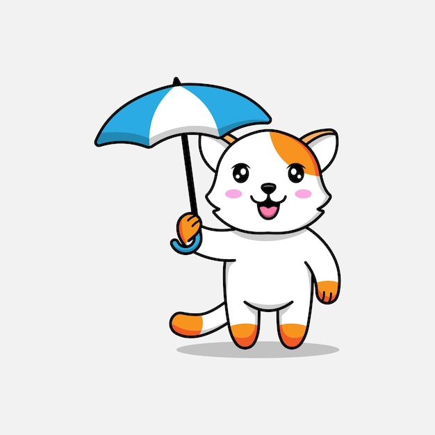 Cute cat carrying an umbrella