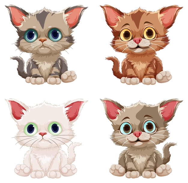 Cute cat cartoon character set