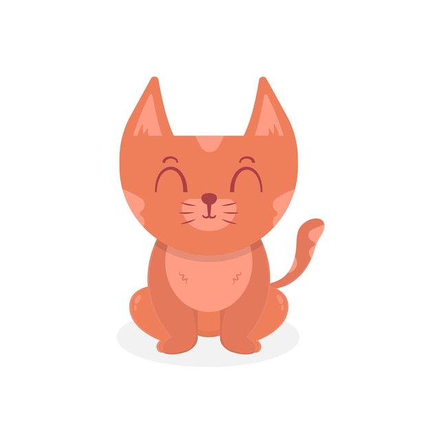 cute cat cartoon character sitting and smiling