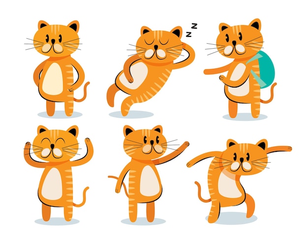 cute cat cartoon collection vector illustration