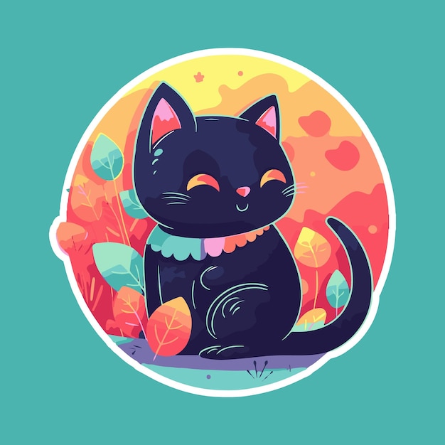 Cute cat cartoon illustration animal nature concept isolated flat cartoon style generat ai