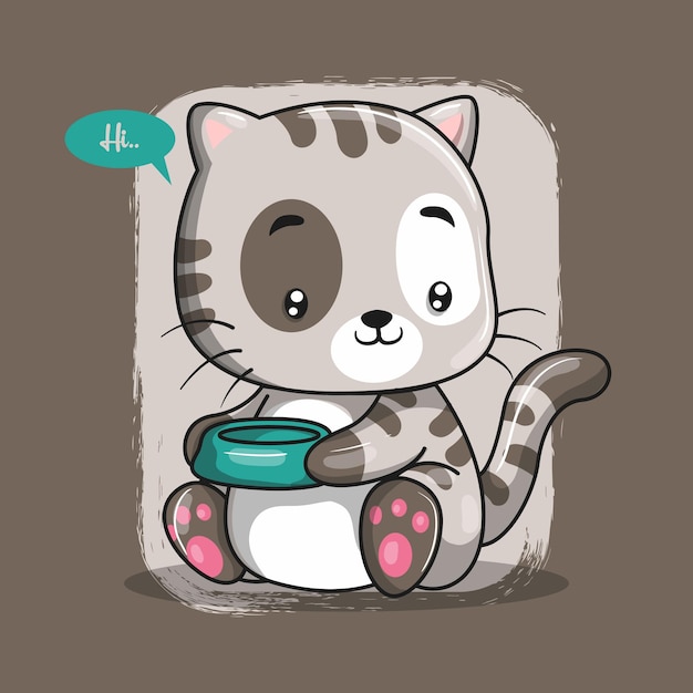 Cute cat cartoon. Print for t-shirt. hand drawing illustration  