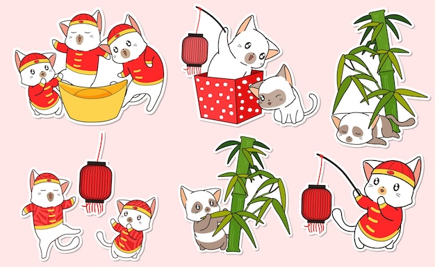 cute cat cartoon sticker collection