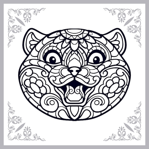 Cute cat cartoon zentangle arts isolated on white background