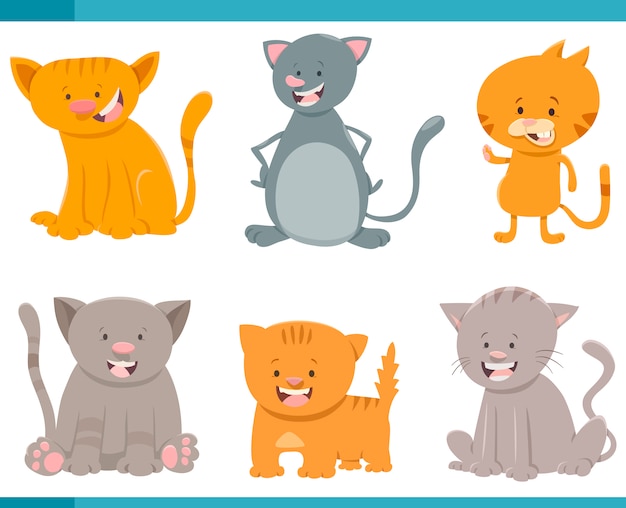 cute cat characters set