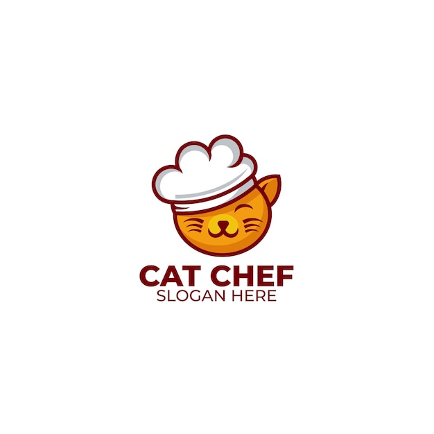 Cute cat chef design template logo illustration