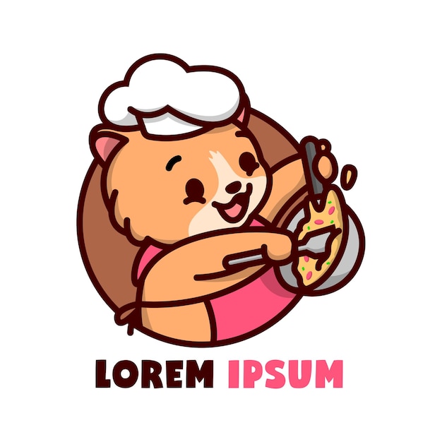 CUTE CAT CHEF IS COOKING A FOOD CARTOON LOGO