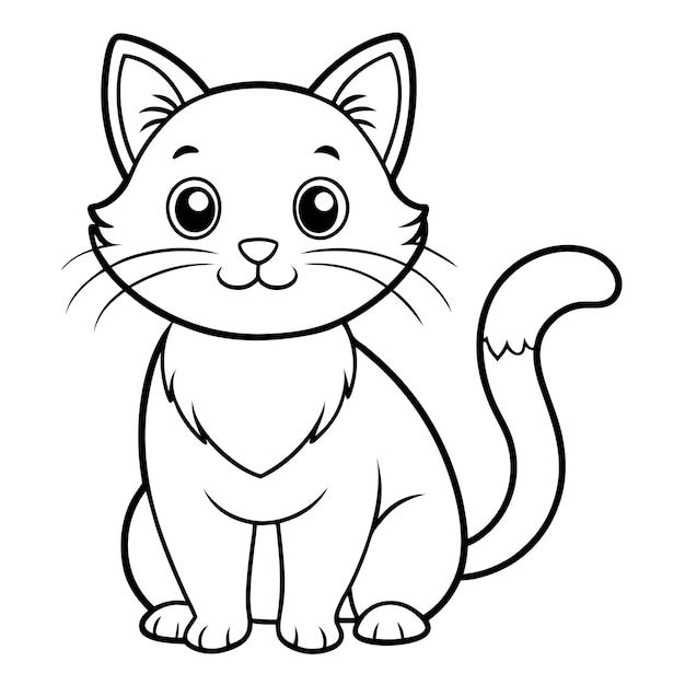 Vector cute cat coloring page for kid cat coloring page vector drawing