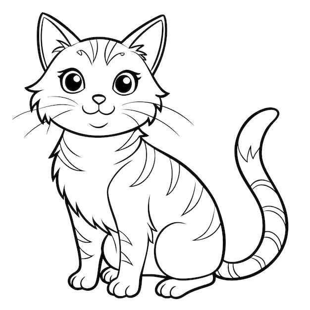 Vector cute cat coloring page for kid cat coloring page vector sketch drawing of cat