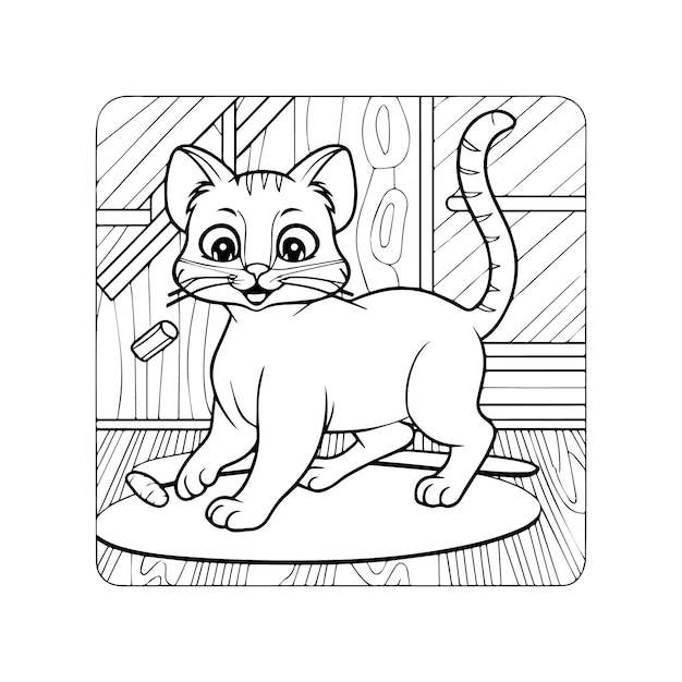 Cute cat coloring pages for coloring book Cat outline vector Playing cat coloring pages Funny cat