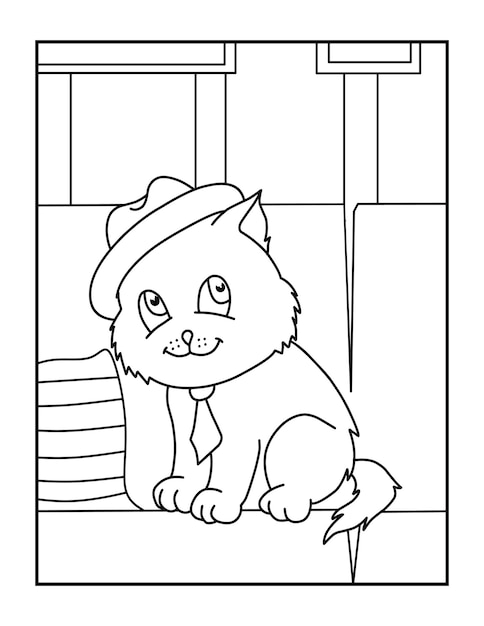 Cute Cat Coloring Pages For Kids coloring sheet