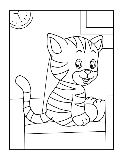 Cute Cat Coloring Pages For Kids coloring sheet